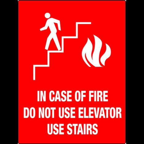 in case fire do not use elevator use stairs sign